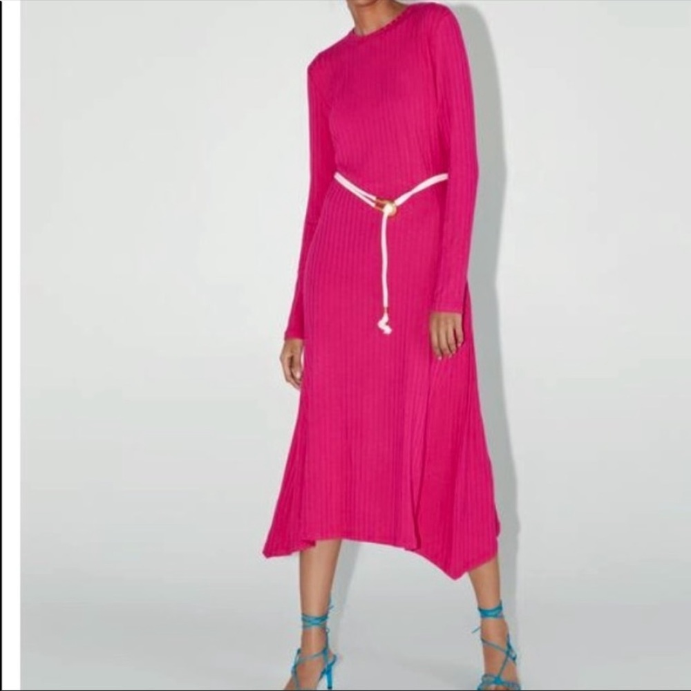 NWT ZARA Long maxi belted dress